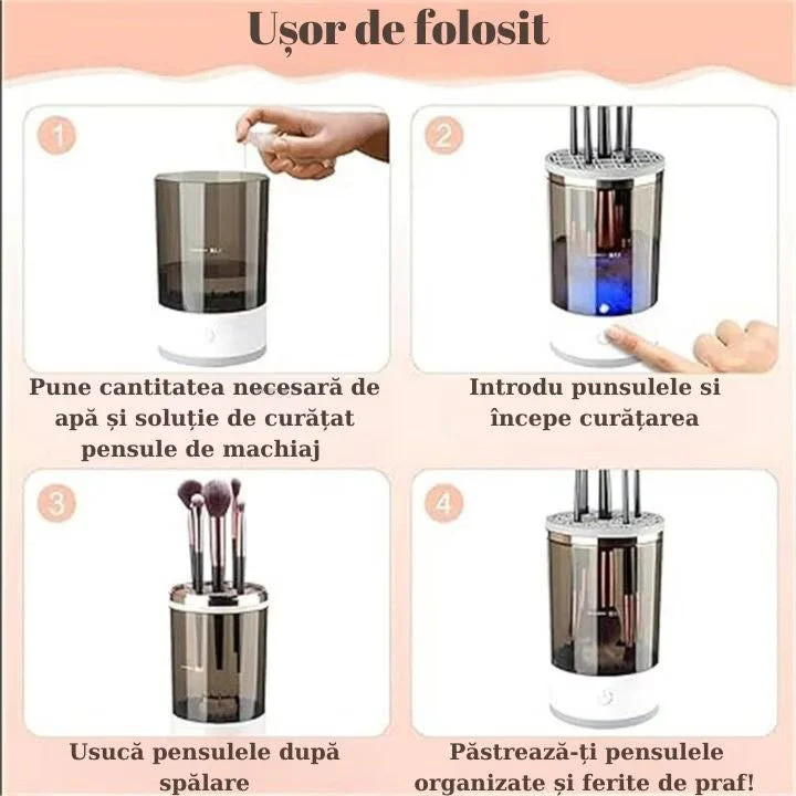 Aparat pentru curatat pensule de machiaj 2-in-1