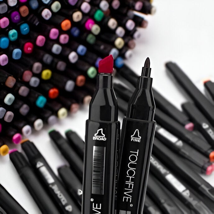 Set 24 Markere cu Alcool Paletă Mare, Capăt Lat și Precise + Geantă – Culori Vibrante