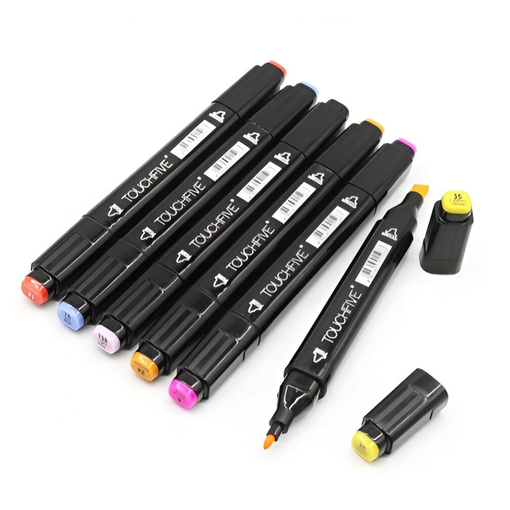 Set 24 Markere cu Alcool Paletă Mare, Capăt Lat și Precise + Geantă – Culori Vibrante