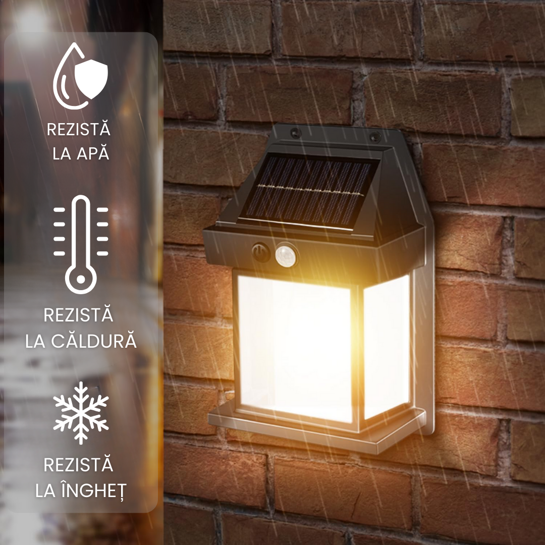 Set Două Lămpi Solare Cu Bec Retro (LED) Și Senzor De Mișcare