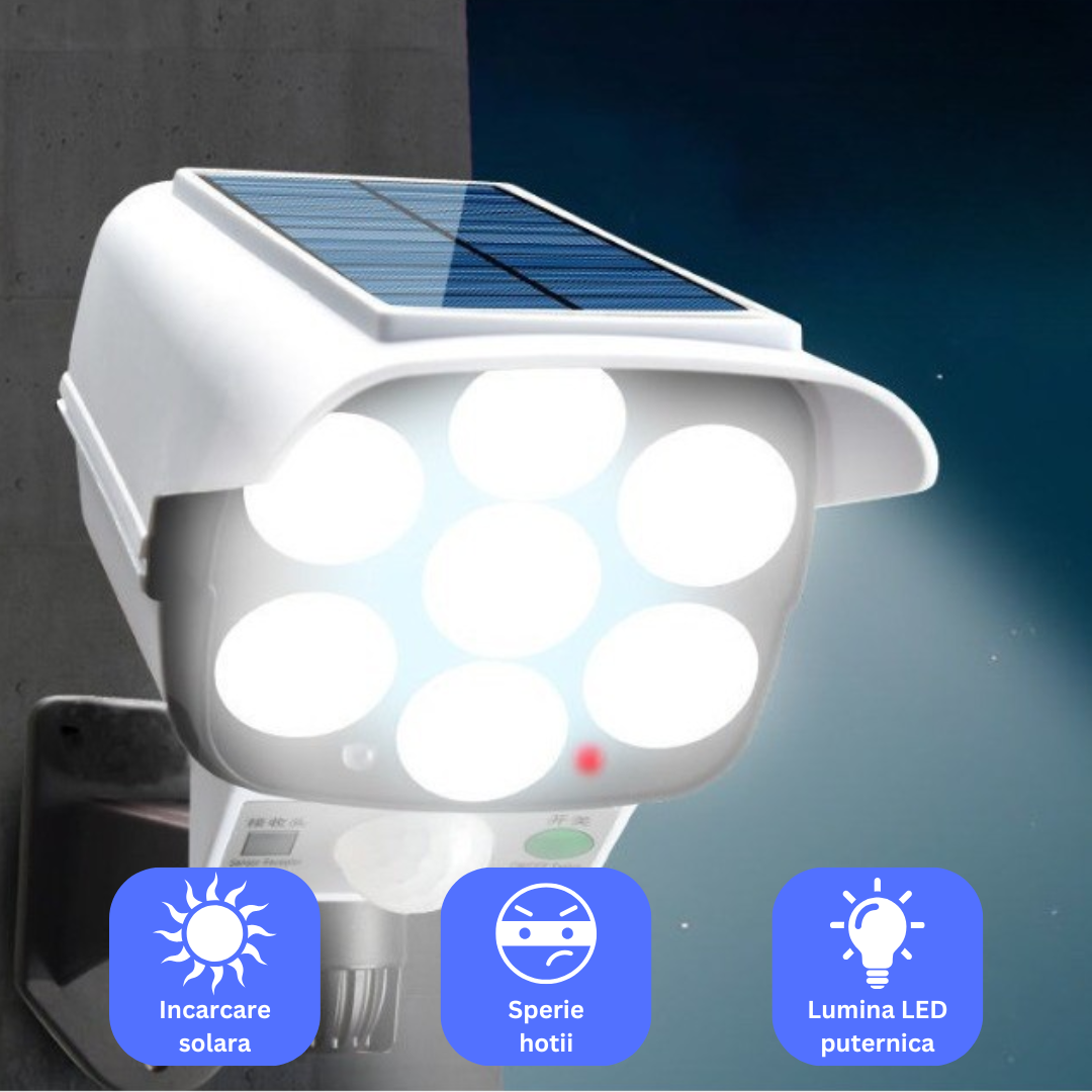 Camera de supraveghere falsa cu incarcare solara si senzor de miscare