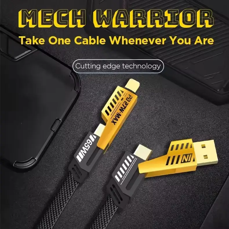 Cablu de Incarcare 65W USB-C 4 in 1 cu Conectori Interschimbabili