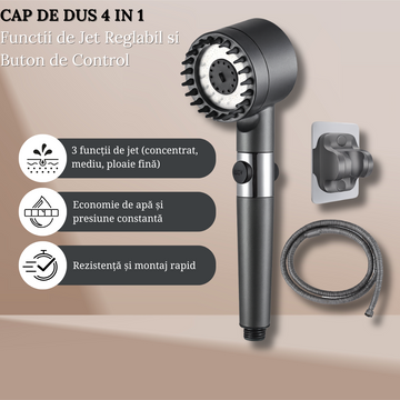 Cap de Dus 4 in 1 cu 3 Functii de Jet