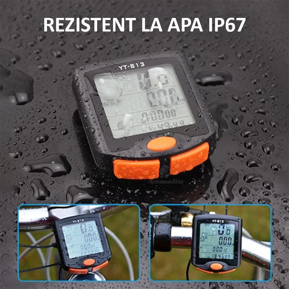 Computer pentru Biciclete, Velogo, Vitezometru, Impermeabil, Wireless, Portocaliu/Negru