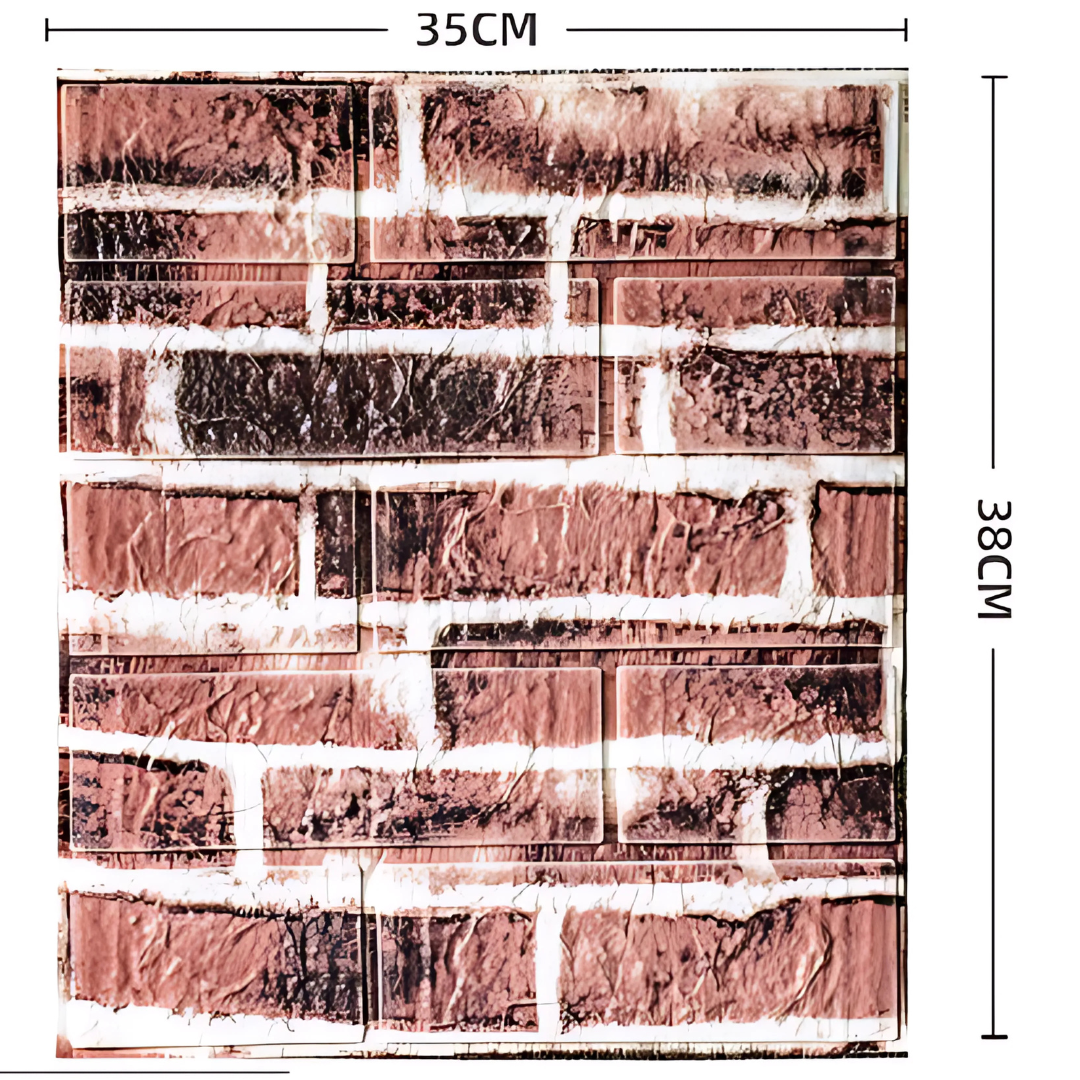 Set 10 Placi Tapet 3D Caramida Rosie – 35x38 cm, 3mm grosime, Acoperire 1.33 mp
