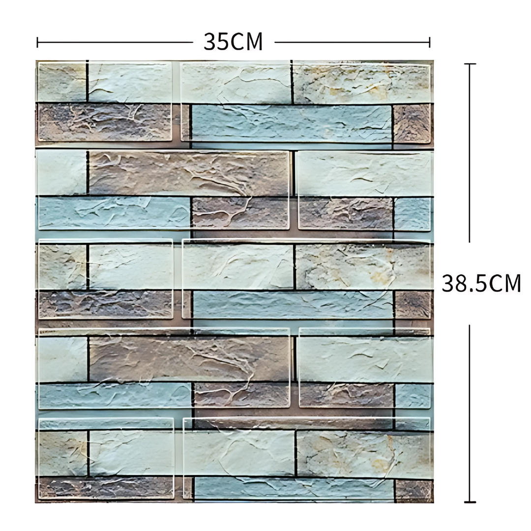 Set 10 Placi Tapet 3D  Multicolor – 35x38 cm, 3mm grosime, Acoperire 1.33 mp