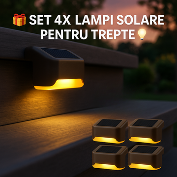 Set 4 Lumini Solare LED pentru Trepte, Grădină sau Terasă