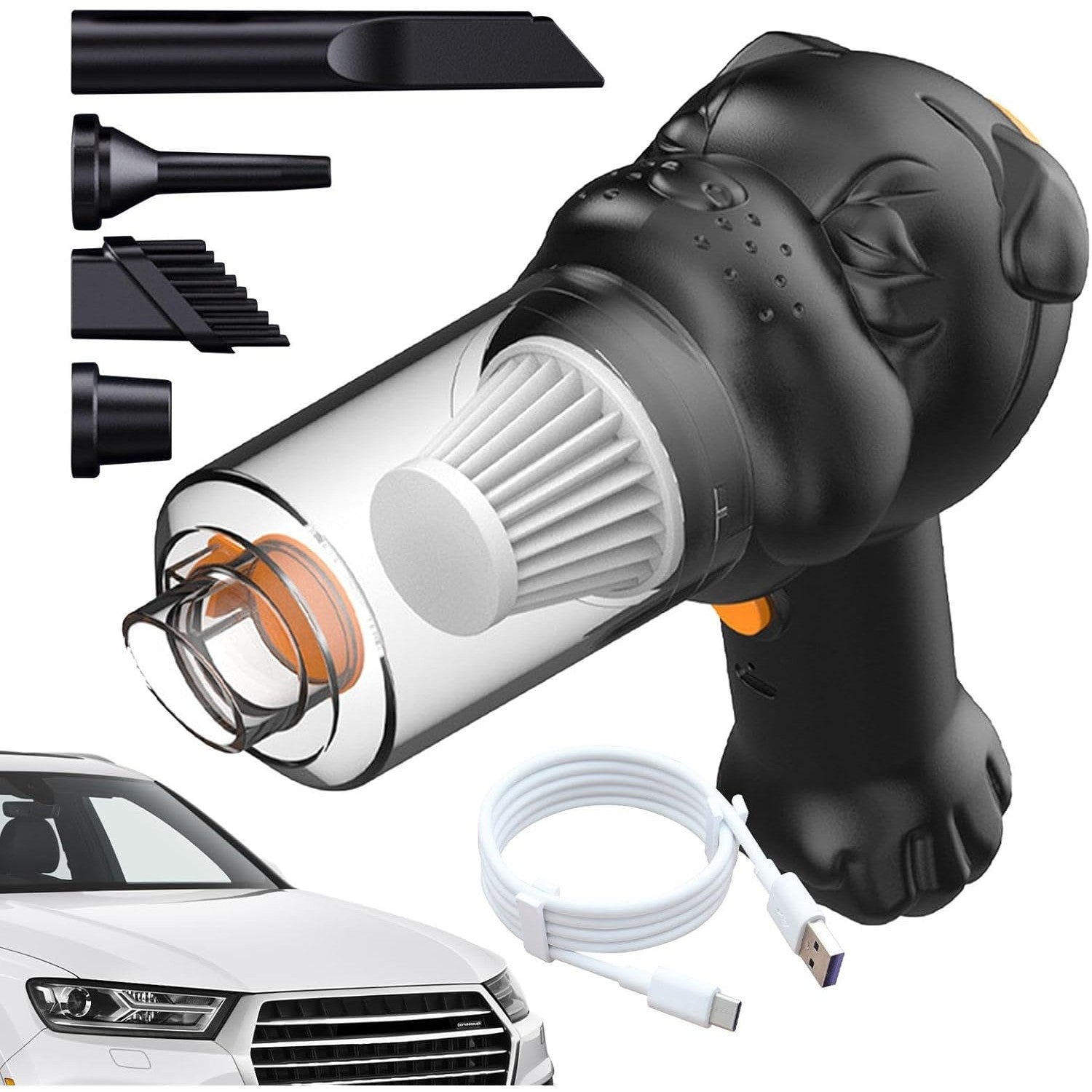 Aspirator auto portabil 4 în 1 fără fir – 120W, umed-uscat, funcție de suflare și umflare