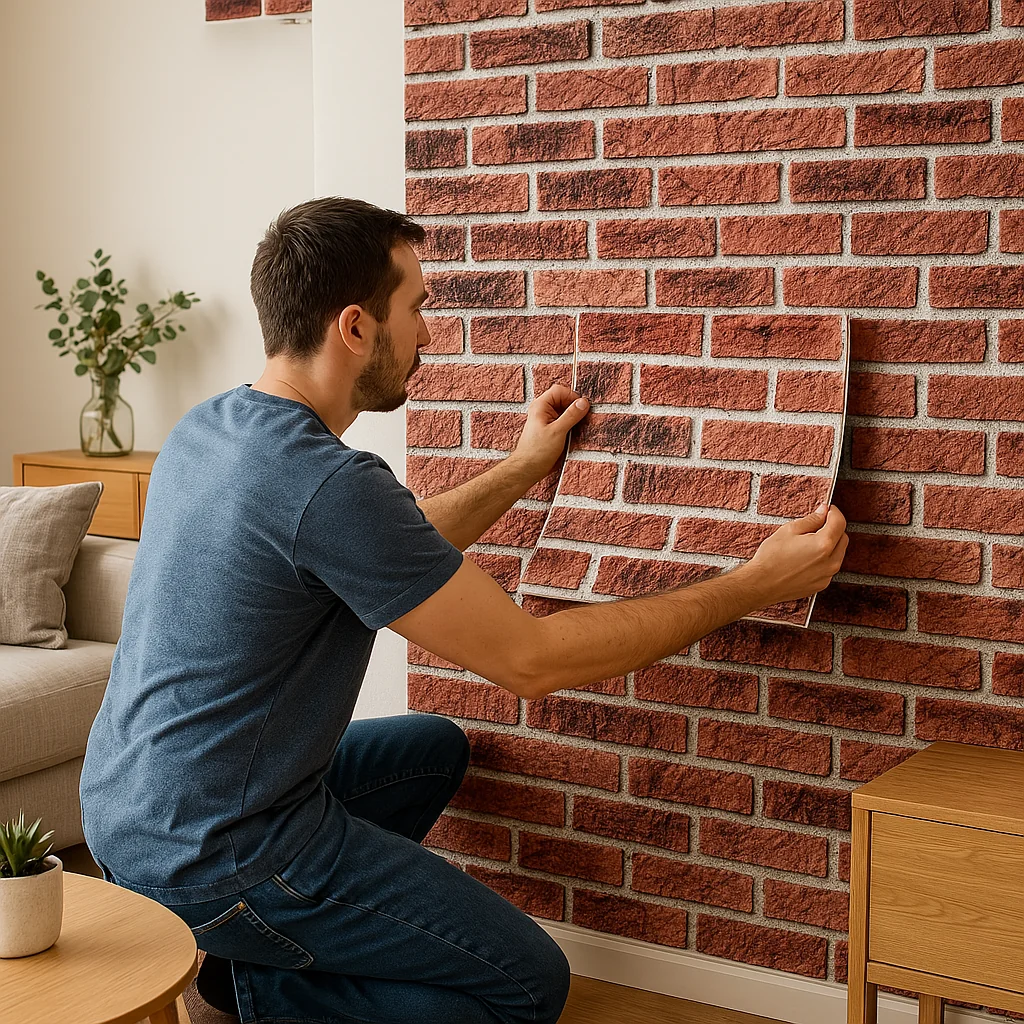 Set 10 Placi Tapet 3D Caramida Rosie – 35x38 cm, 3mm grosime, Acoperire 1.33 mp