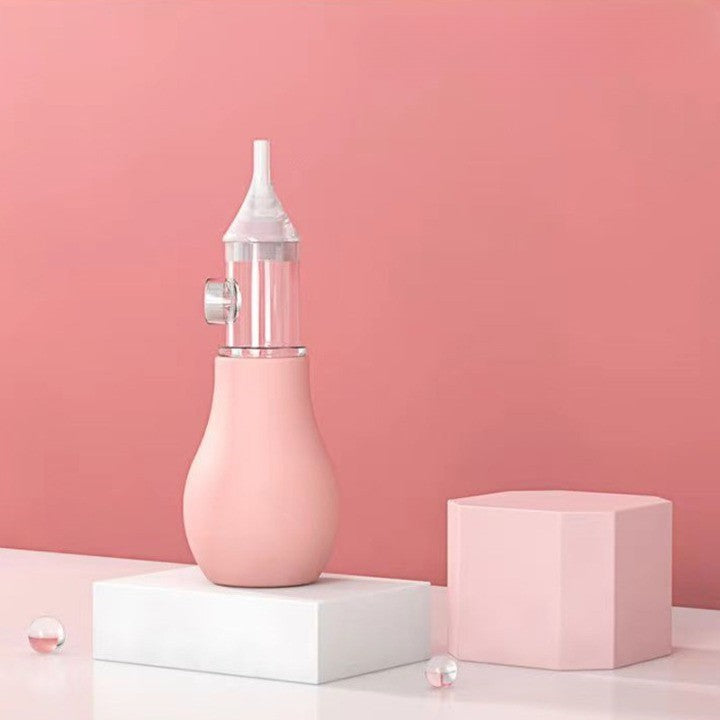 Aspirator nazal manual pentru copii, anti‑reflux, vârf silicon – roz 11×4 cm