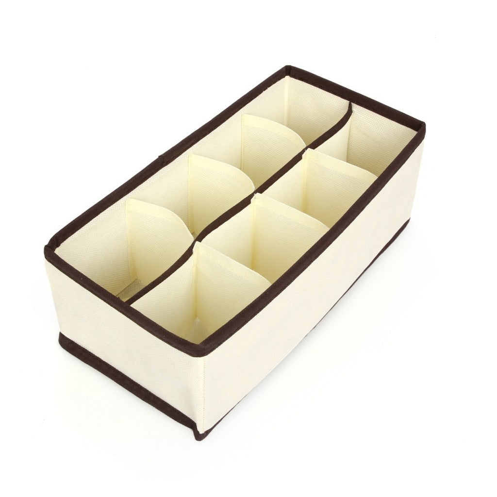 Cutie textilă organizatoare cu 8 compartimente – depozitare lenjerie și accesorii, bej