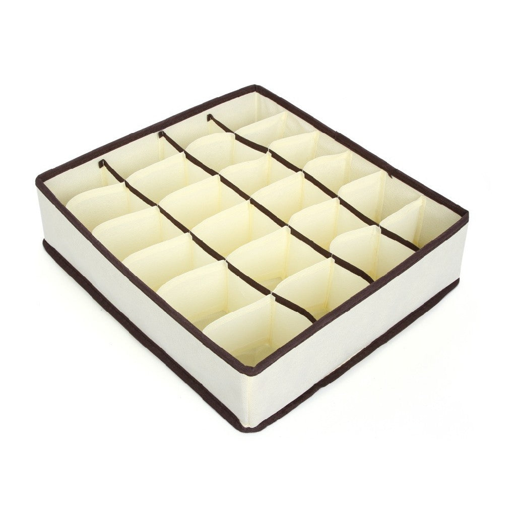 Cutie textilă organizatoare cu 8 compartimente – depozitare lenjerie și accesorii, bej