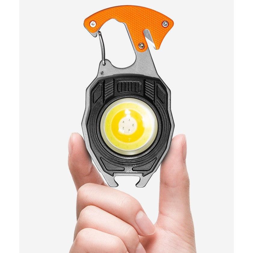 Breloc multifuncțional kit supraviețuire cu lanternă, brichetă și fluier USB