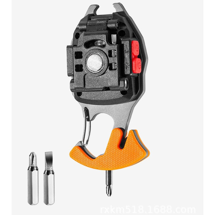 Breloc multifuncțional kit supraviețuire cu lanternă, brichetă și fluier USB