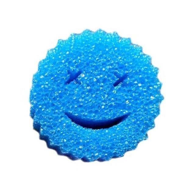 Burete de vase rotund, dublu față cu Smiley – albastru-galben, 10×4 cm