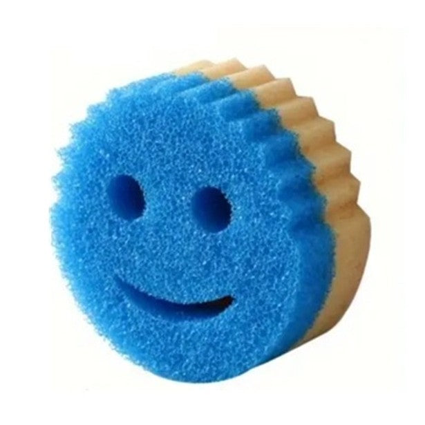 Burete de vase rotund, dublu față cu Smiley – albastru-galben, 10×4 cm