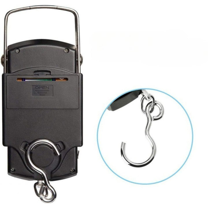 Cântar digital de mână cu cârlig și metru incorporat – portabil, capacitate 50 kg, design compact și practic