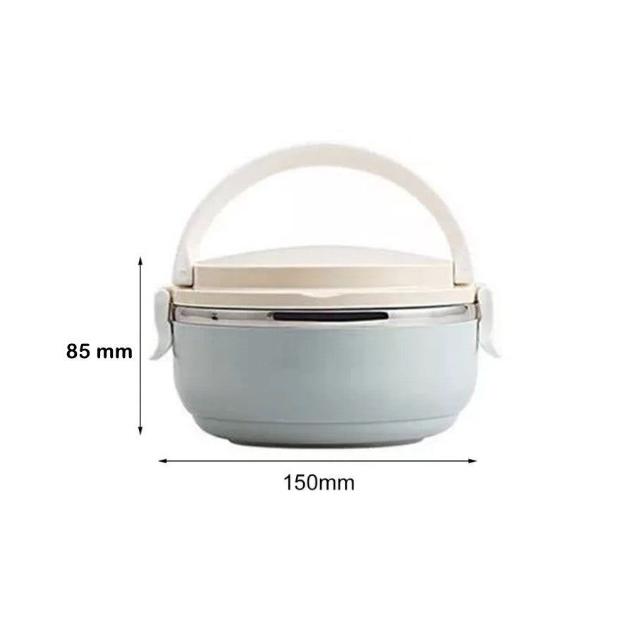 Lunch box inox 700 ml cu închidere etanșă și supapă aer – albastru compact