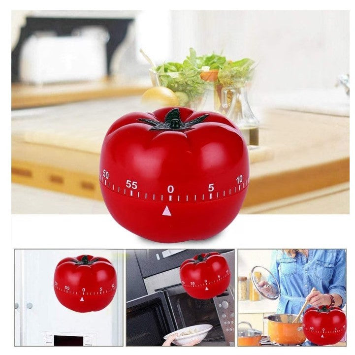 Cronometru mecanic de bucătărie 60 minute – formă de roșie, roșu, design retro