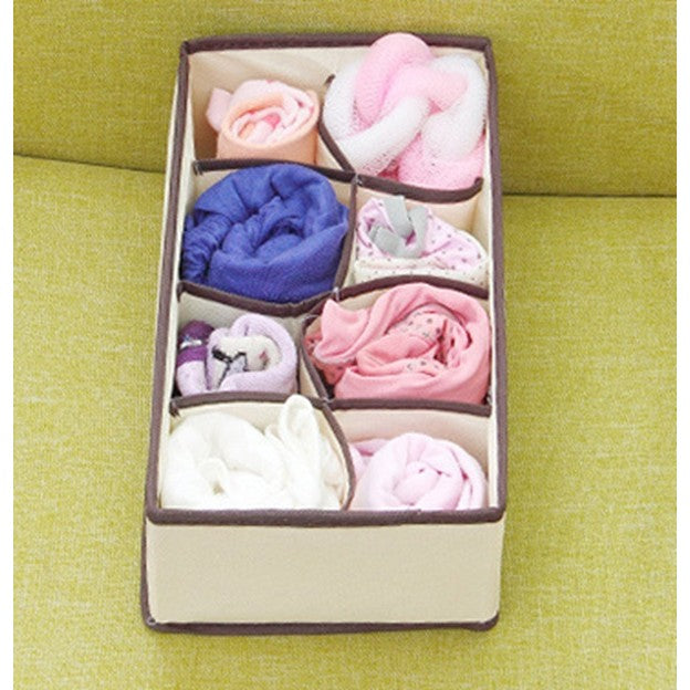 Cutie textilă organizatoare cu 8 compartimente – depozitare lenjerie și accesorii, bej
