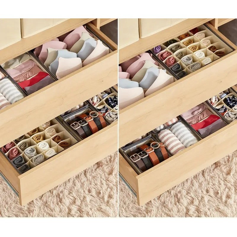 Cutie textilă organizatoare cu 8 compartimente – depozitare lenjerie și accesorii, bej