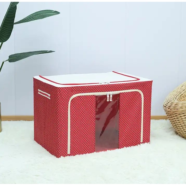 Cutie de Depozitare Pliabila, Cu Fermoar, Ferestre si Cadru Metalic