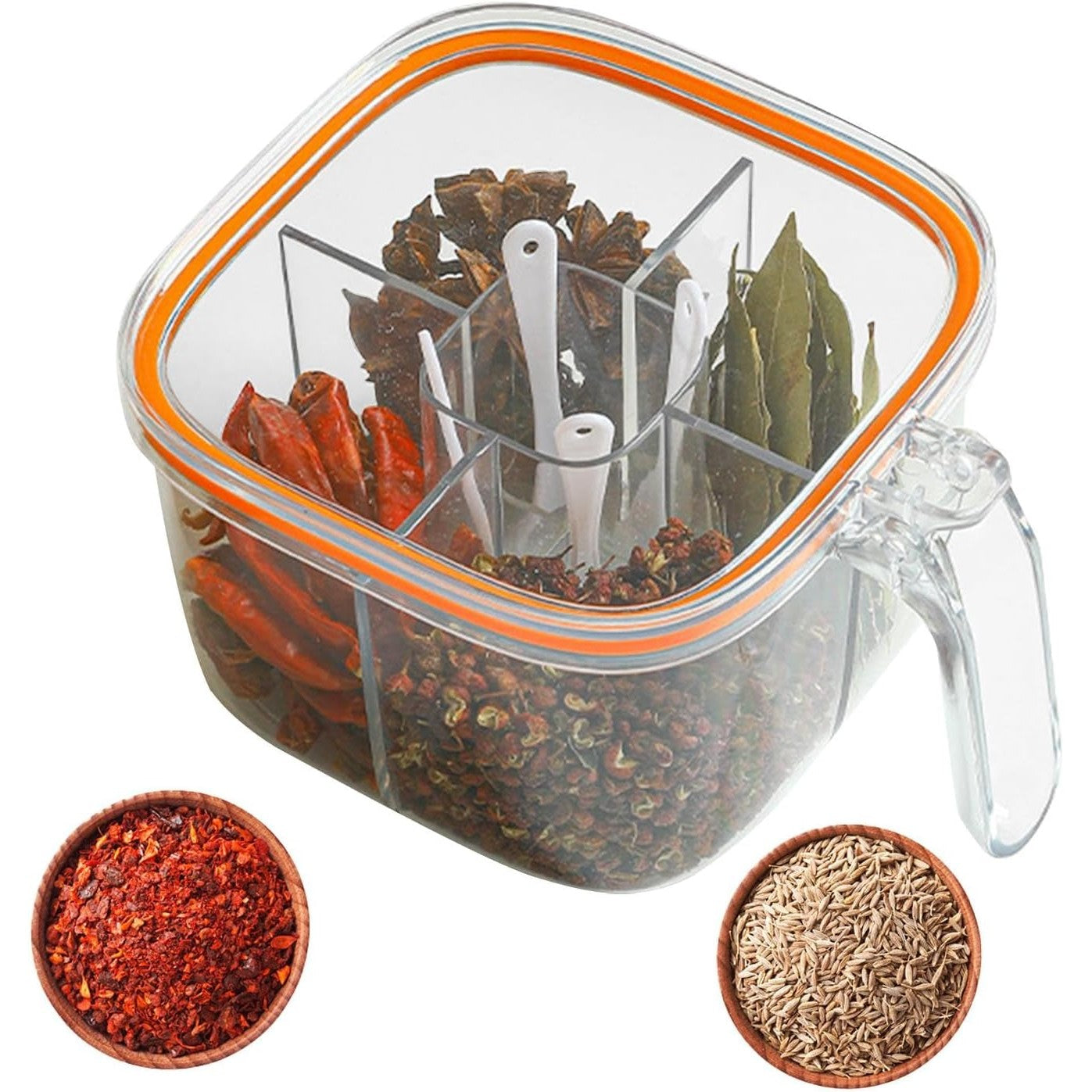 Cutie depozitare alimente cu 5 compartimente din plastic și silicon – etanșă și practică