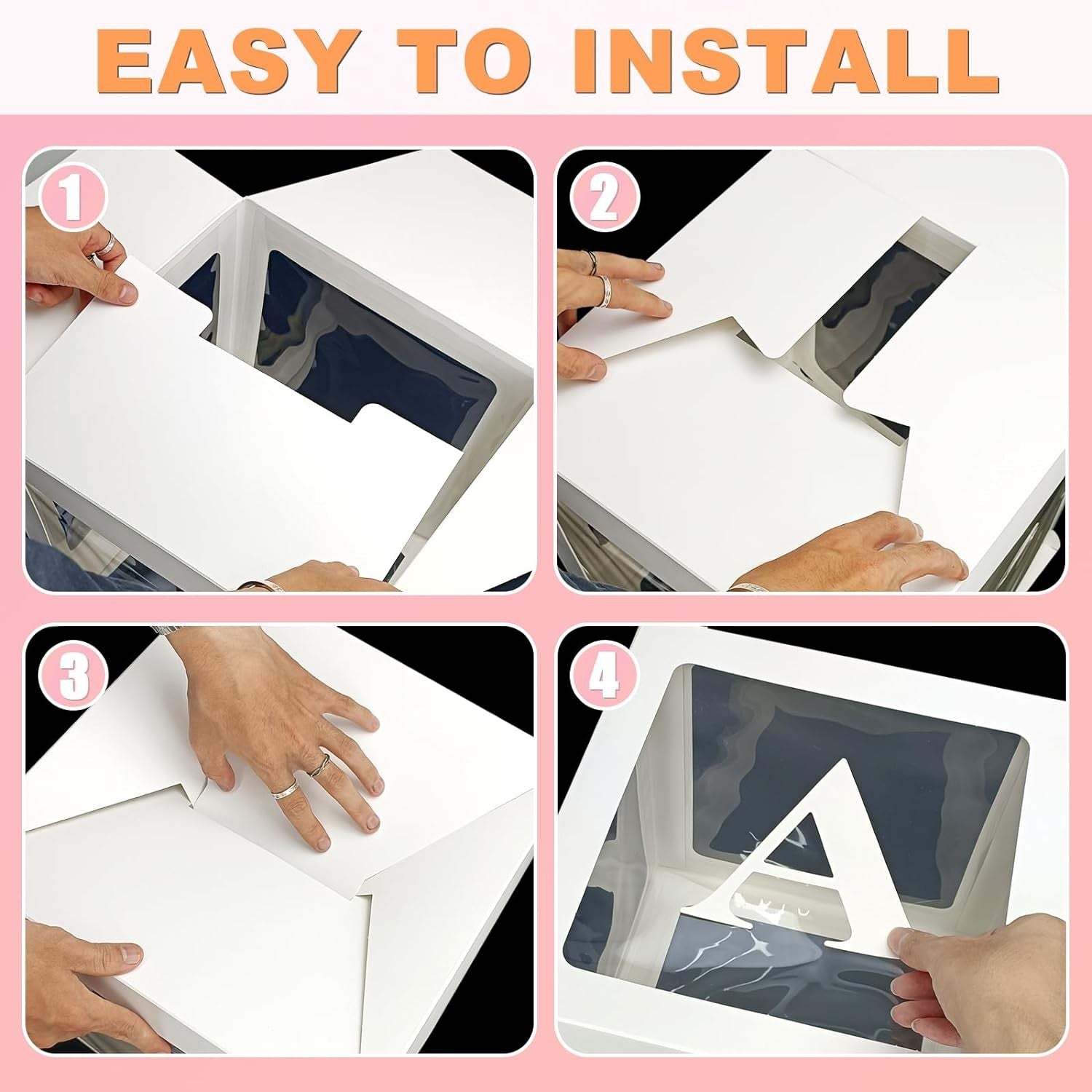 Set 4 cutii transparente pentru baloane – decor aniversar 30x30 cm