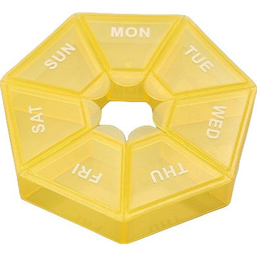 Cutie medicamente săptămânală 7 compartimente – organizator dose zilnice galben