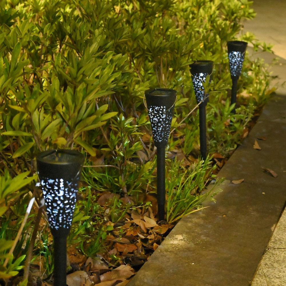 Decorațiune solară tip torță alb rece pentru grădină – iluminat ambiental exterior