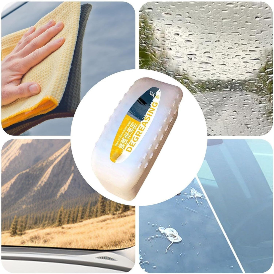 Degresant auto pentru geamuri și oglinzi, 120 ml – putere mare de curățare, alb-galben