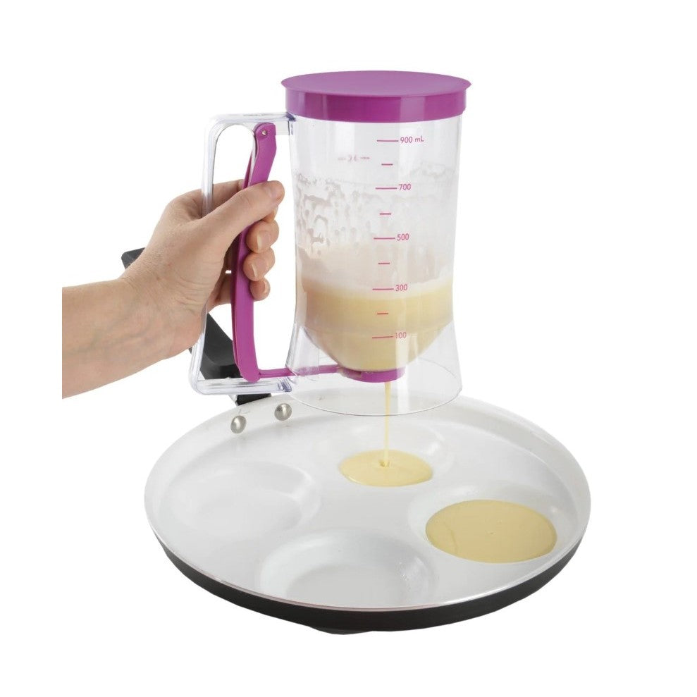 Dispenser pentru aluat prăjituri 900 ml, plastic cu mâner cu arc, ușor de utilizat, mov