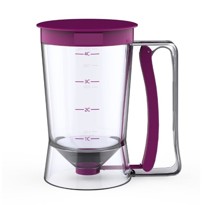 Dispenser pentru aluat prăjituri 900 ml, plastic cu mâner cu arc, ușor de utilizat, mov