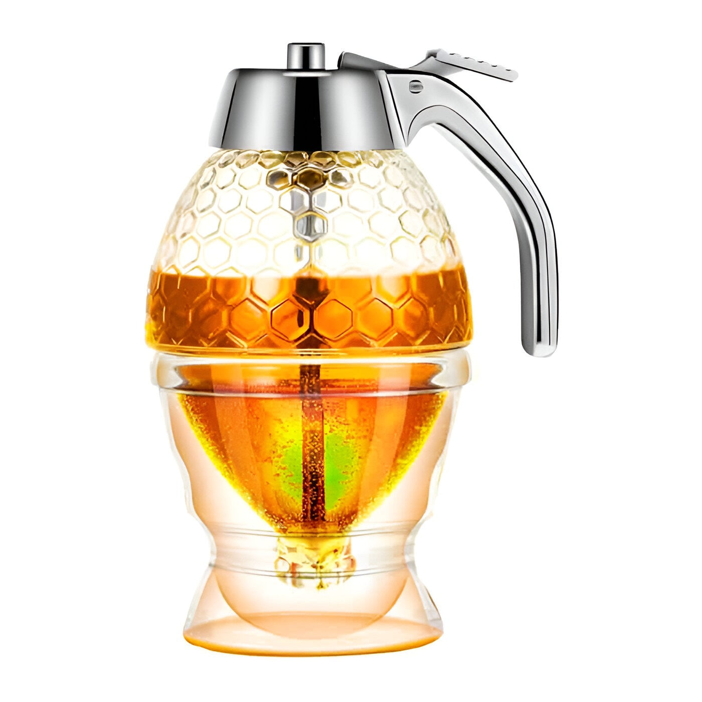 Dozator miere și sirop fără picurare, borcan tip fagure – dispenser etanș și practic