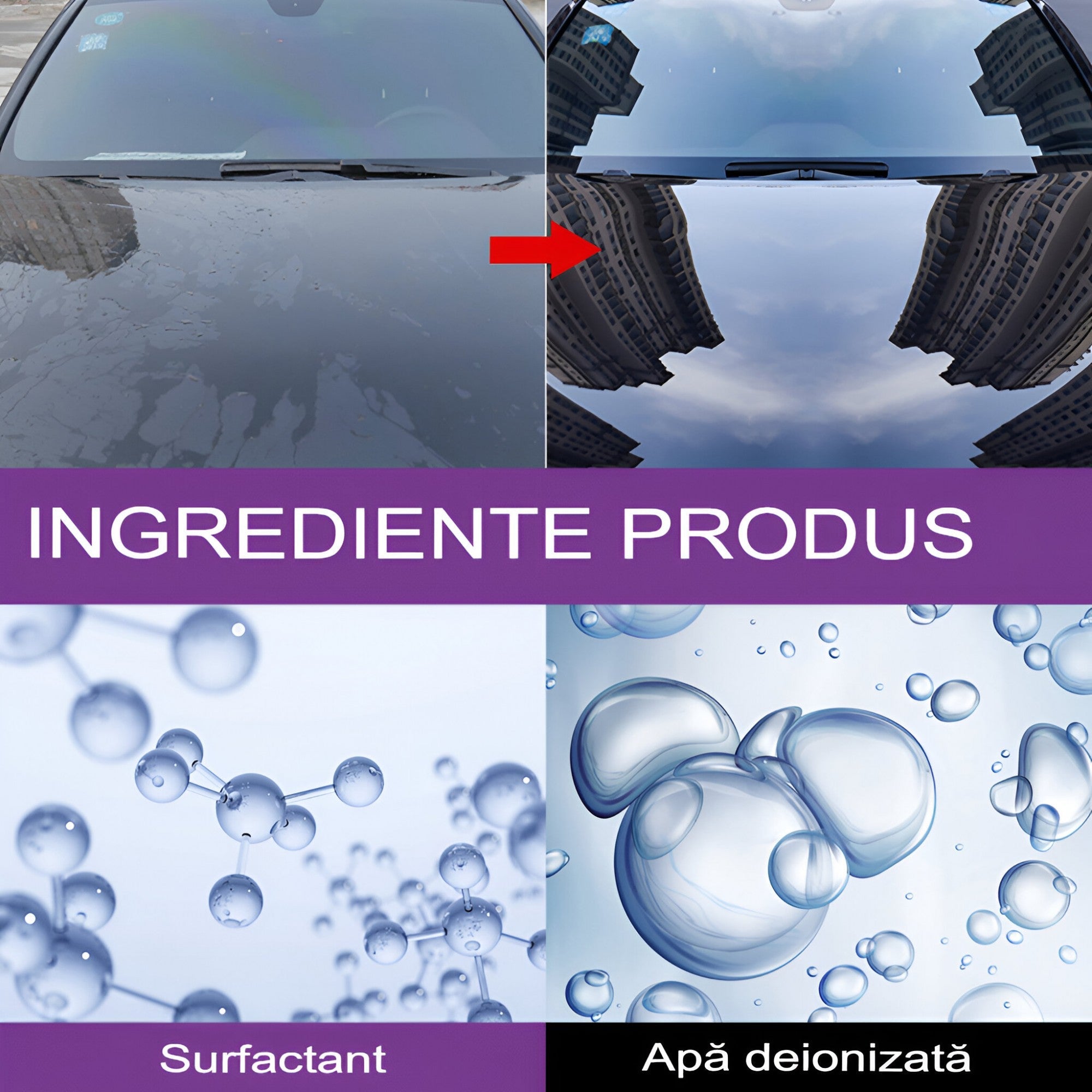 Spray hidrofob auto 3‑în‑1 – Curățare rapidă, luciu & protecție nanotehnologică 100 ml