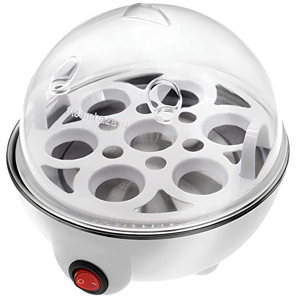 Fierbător electric ouă 7 ouă, oprire automată, 3 moduri de fierbere, capac alb