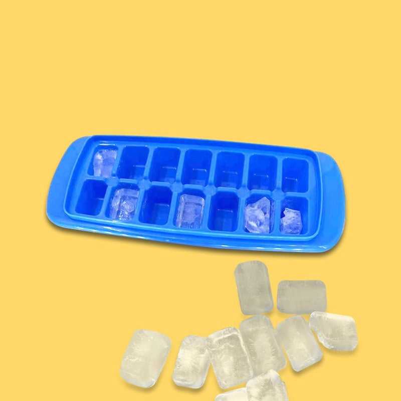 Formă cuburi de gheață 14 bucăți cu capac, plastic alimentară, albastru