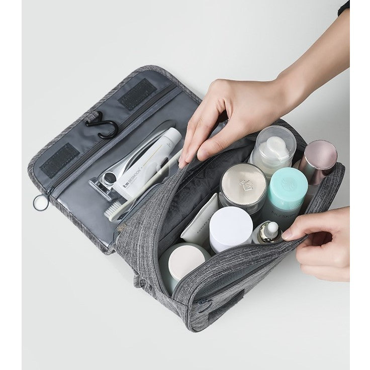 Geantă cosmetice voiaj impermeabilă, 3 compartimente & agăţătoare, gri 47 × 28 × 20 cm