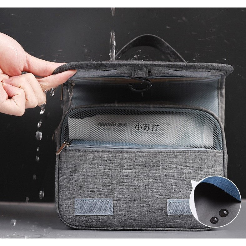 Geantă cosmetice voiaj impermeabilă, 3 compartimente & agăţătoare, gri 47 × 28 × 20 cm