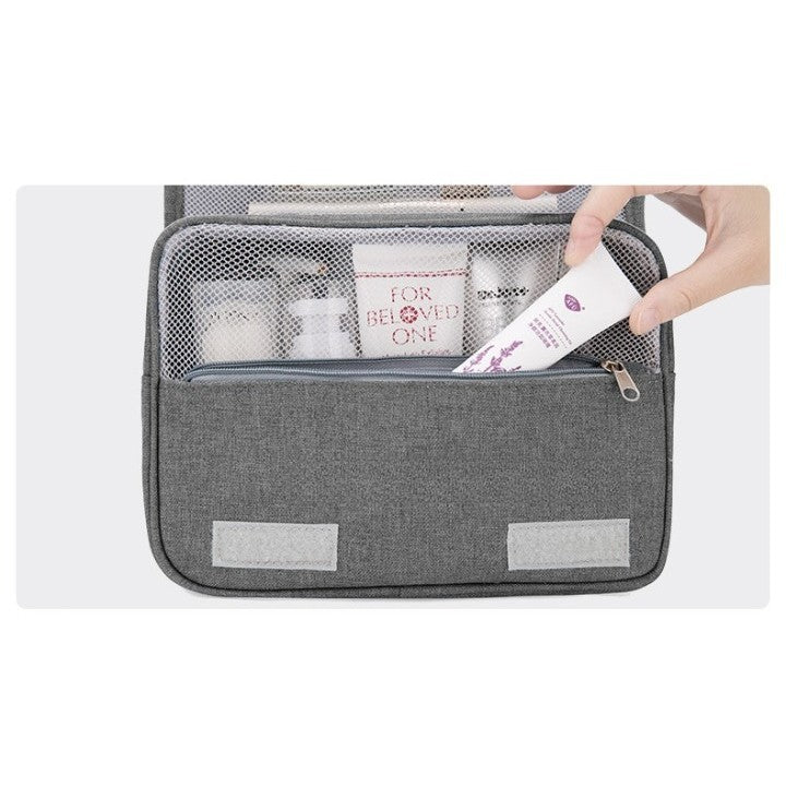 Geantă cosmetice voiaj impermeabilă, 3 compartimente & agăţătoare, gri 47 × 28 × 20 cm