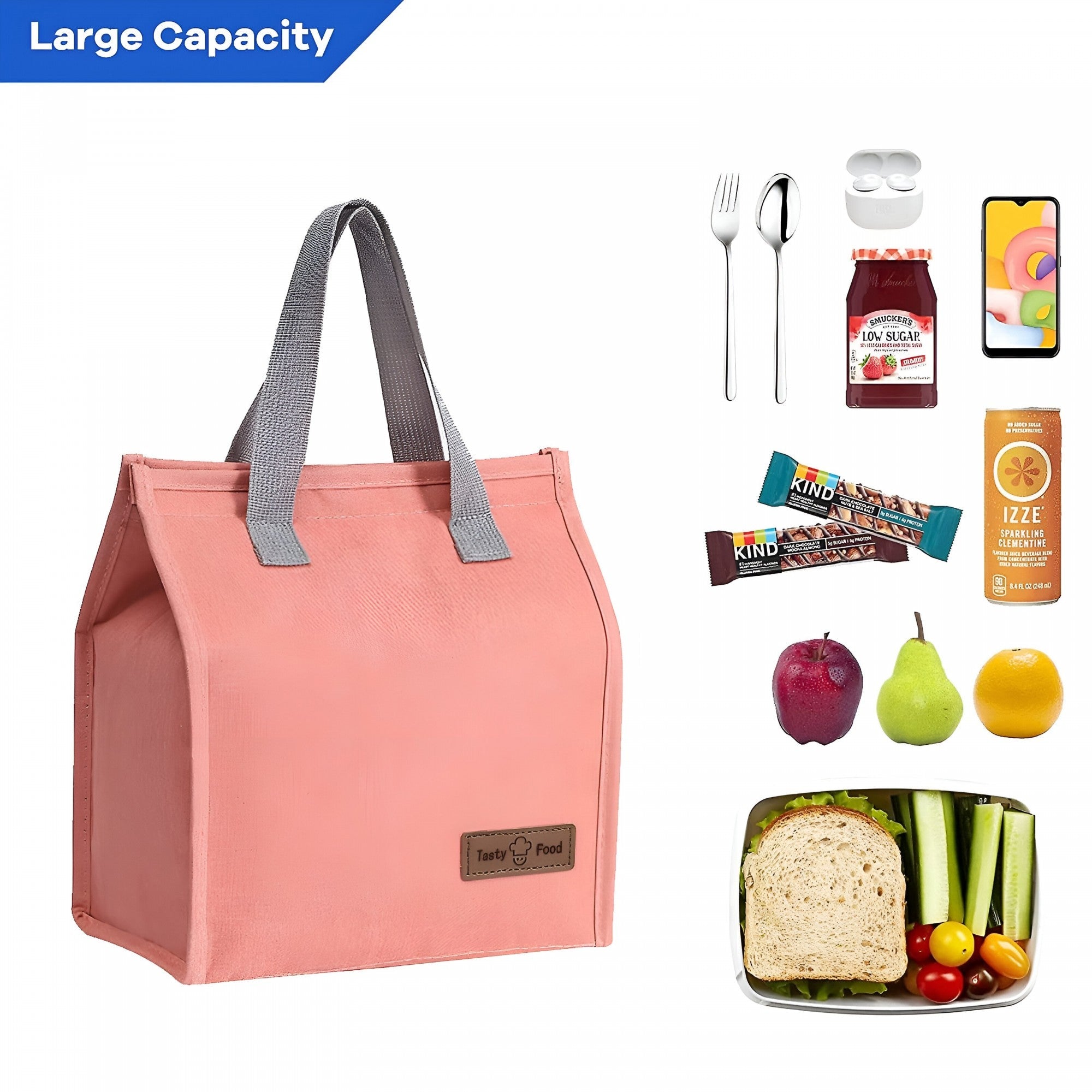 Geantă termoizolantă tip bento, 3.3 L – cooler bag compactă pentru camping și prânz, gri