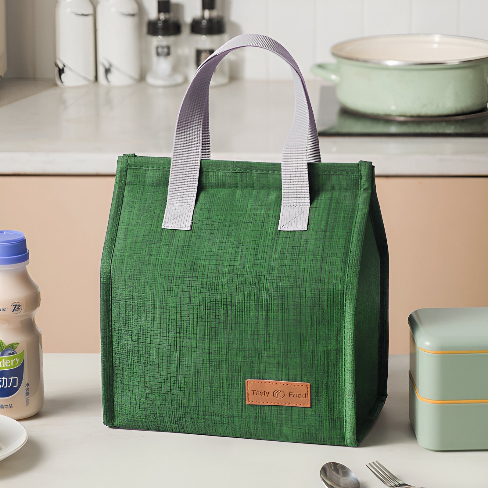 Geantă termoizolantă tip bento, 3.3 L – cooler bag compactă pentru camping și prânz, gri