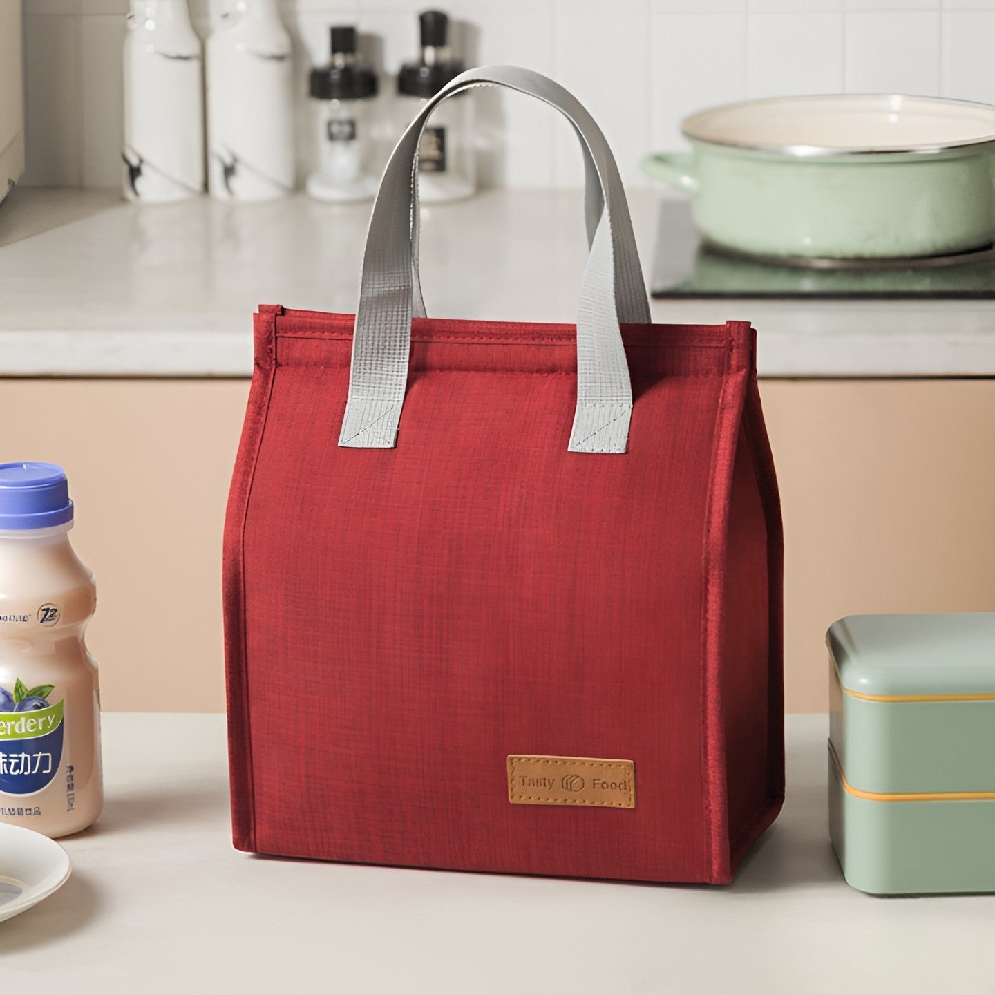 Geantă termoizolantă tip bento, 3.3 L – cooler bag compactă pentru camping și prânz, gri