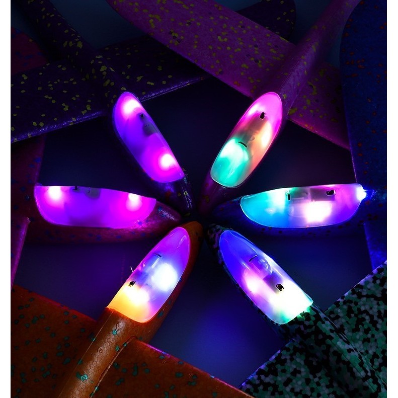 Avion planor polistiren 47 cm cu lumini LED portocalii – jucărie zburătoare ușoară