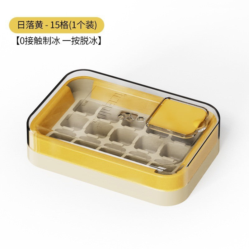 Cutie portabilă pentru gheață, 15 cuburi – galben vibrant, reutilizabilă și practică