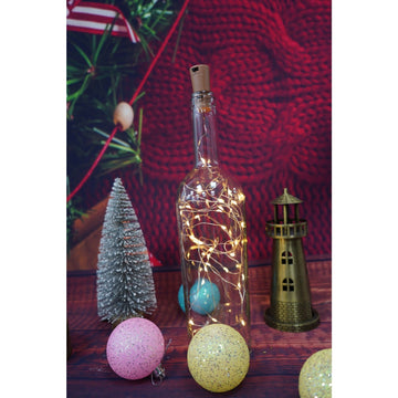 Instalație Crăciun 3 m 30 LED alb‑cald pe baterii – fir cupru flexibil interior/exterior