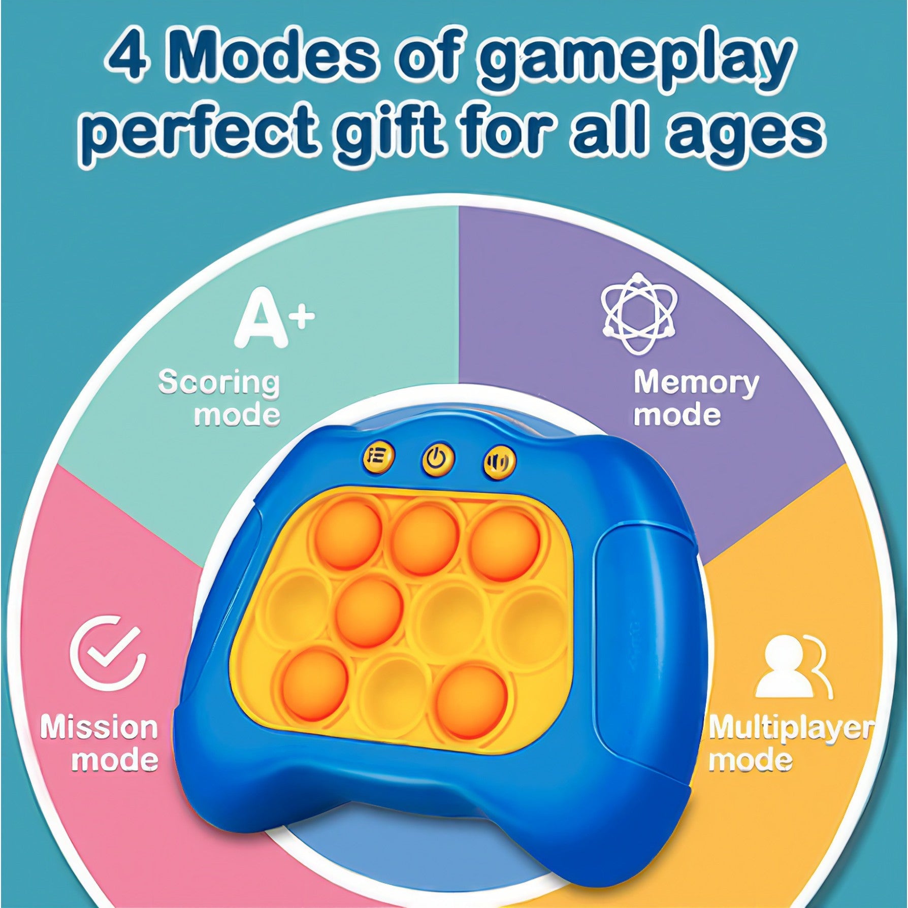 Joc Pop It Consolă Interactivă Antistres cu Baterii, Silicon și ABS – Portocaliu