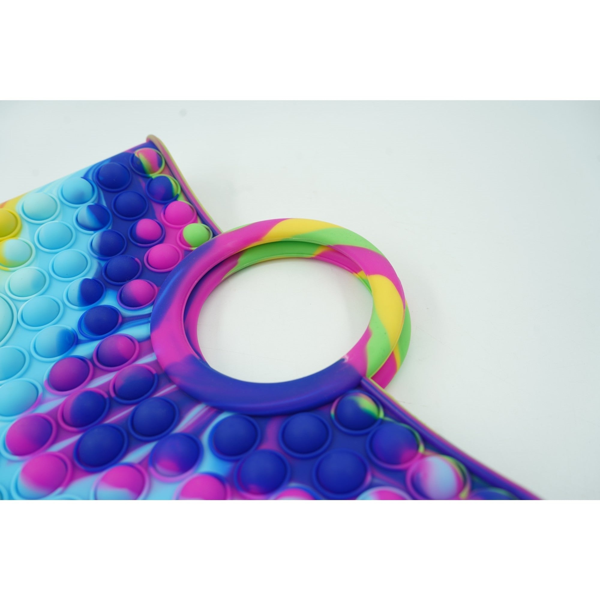 Jucărie antistres Pop‑It mare 28 cm – geantă multicoloră din silicon