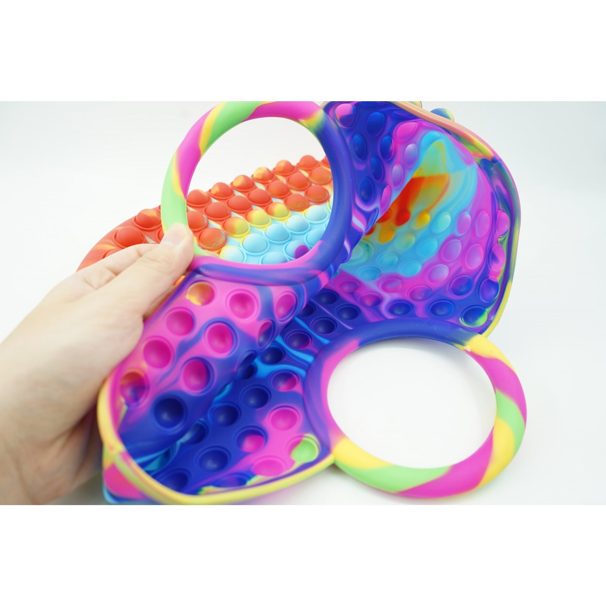 Jucărie antistres Pop‑It mare 28 cm – geantă multicoloră din silicon