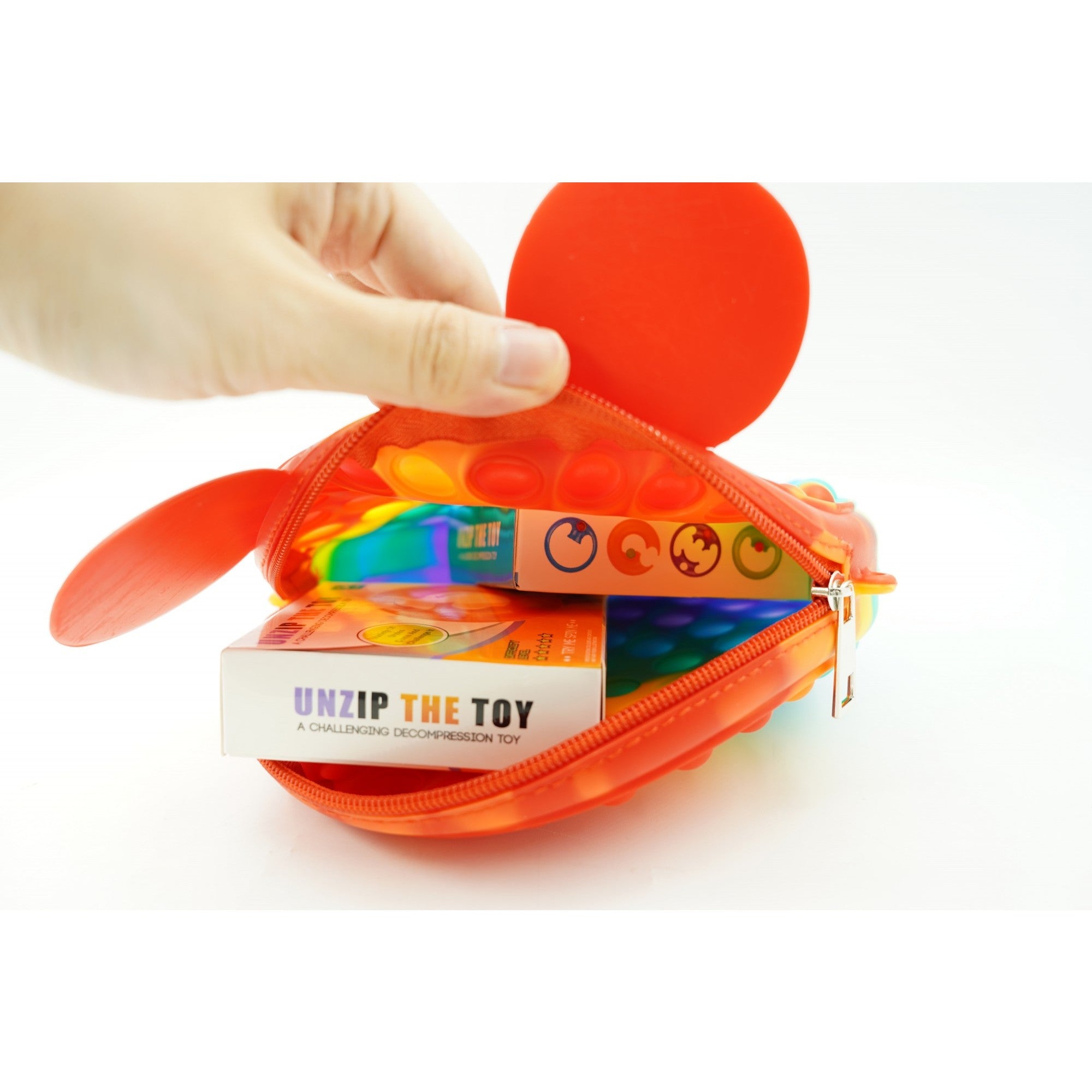 Jucărie antistres Pop‑It flip‑it din silicon – model geantă multicoloră